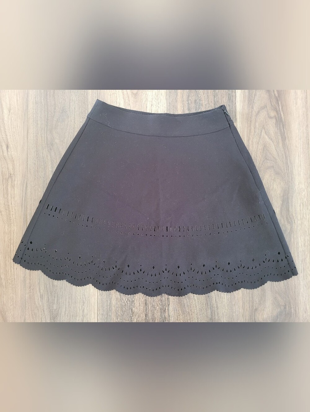 Loft Black Laser-Cut Scallop Hem Women's Skirt